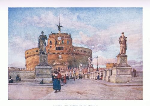 Castel et Ponte Sant Angelo Alberto Pisa, grande toile 60x90cm pour habiller un mur vide