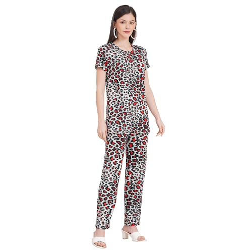 Image of Women's Pure Cotton Top & Pyjama Set - Printed Nightwear and Loungewear, Comfortable Night Suit for Sleep and Relaxation