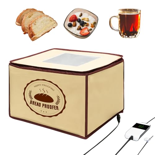 Bourske Bread Dough Proofing Box with Heater NTC Sensor Temperature & Timer Control Electric Bread Proofer for Making Sourdough Bread Pizza Yogurt Handmade Soap Natto(Natural+Brown)