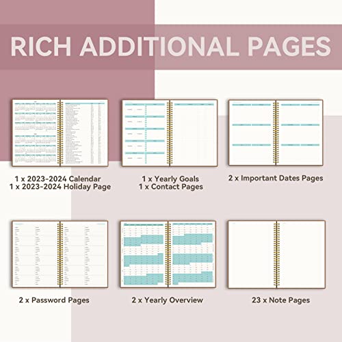 Monthly Planner/Calendar 2023-2024, 2023-2024 Monthly Planner, 18-Month Planner, Jul.2023-Dec.2024, Aimpeak Calendar Planner 2023-2024, Pu Leather Flexible Cover, Spiral Binding, Pink, 7"X10" #TOP3