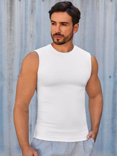 Runcati Mens Athletic Compression Shirts Sleeveless Workout Tank Top Slimming Body Shaper Vest Sports Base Layer Undershirt2