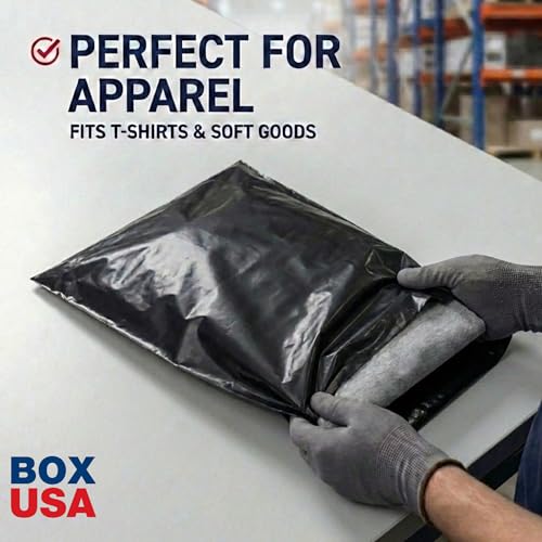 Image of BOX USA Shipping Bags 10 inch x 13 inch (100-Pack) Black - Heavy Duty Self-Adhesive Envelope Poly Mailers for Packing, Secure Shipping, & Small Business Mailing