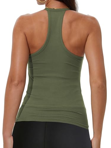 iGENJUN 3 Pack Workout Tops for Women Racerback Basic Tank Summer 2025 Camisole V Neck Slim Fit Ribbed Sleeveless2