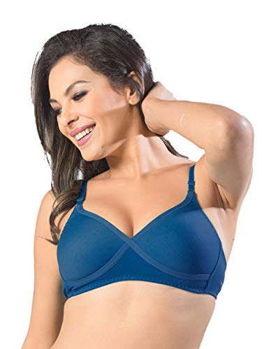Image of SONARI Womens Non Padded Regular Cotton Bra | Wire-Free, Medium Coverage, Sewn-in Bump for Natural Lift, Polycotton Blend Fabric, Hook & Eye Closure, Adjustable Straps - Violet
