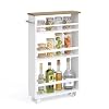 UTEX Slim Rolling Storage Cart 4 Tier Utility Cart on Wheels Mobile Kitchen Storage Cart for Narrow Spaces White