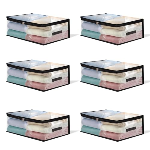Image of ALPHIT SALES Transparent Storage Bags for Clothes, Saree Cover Organizer, Waterproof PVC Storage Bag, Wardrobe Clothes Organizer for Small Blankets, Bedsheets, Toys & Documents (Pack of 6)