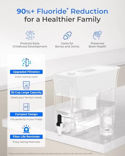 Image of Waterdrop WFD-02W 35-Cup Water Filter Dispenser, Fluoride Reduction, White