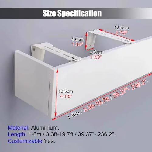 Extra Long Wall Mount Curtain Pelmet Valance - 130cm/4.3ft Divider Roller Blinds Baffle Cover for Home Decor, Stylish Window Treatment Solutions