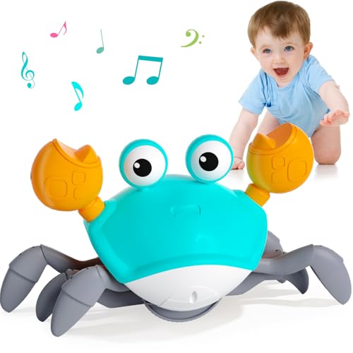 Image of Crawling Crab Baby Toy Gifts: Infant Tummy Time Toys 6 7 8 9 10 11 12 6-12 9-12 12-18 Month Babies Boy Learning Crawl Toys Light-Up Dancing Crawly Crab with Music 1st Birthday Gifts 1 Year Old Boys