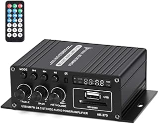 Mini Amplifier Bluetooth 5.0, Mochatopia Clearly and Reality Sound Amp, Class AB 2.0 Channel Audio Hi-Fi Stereo Power Amplifiers with Music FM Radio SD / USB Receiver for PC Mobile Phone House Room TV