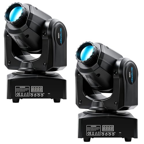 BETOPPER DJ Moving Head Lights Strobe Spot LED Stage Light 8 GOBO 8 Colors 9/11 Channel Lighting DMX-512 Sound Activated for Party Dance Church Event Mobile DJ Bars Gigs Disco etc.(2 Packs)