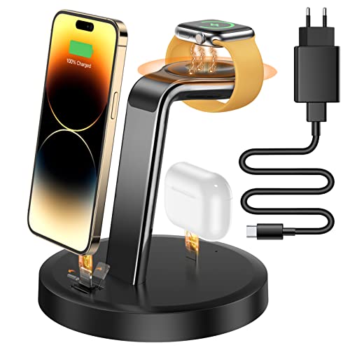 Chargeur Induction, 3 en 1 Chargeur sans Fil de Charge pour iPhone 14/13/12/Pro/Max/Plus/XS/XR/X/Mini, AirPods 1/2/3/Pro/Pro 2, Wireless Charger pour Apple Watch Series 8/7/6/5/4/3/2/SE