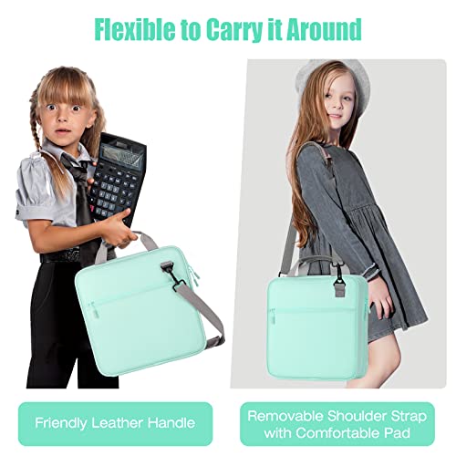 Moko Zipper Binder, 3 Ring 2 Inch Binder With Zipper,500 Sheet Capacity Multi-Pocket School Binder For Middle School, Handle And Shoulder Strap Included, Mint Green #TOP4
