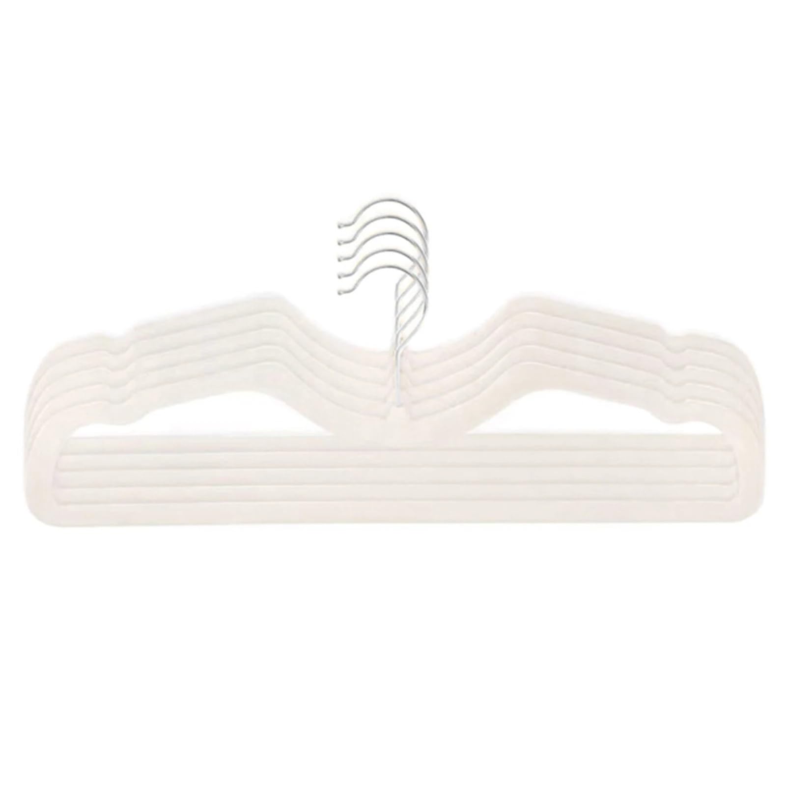 Flocked Hangers 5pcs Velvet Hanger M-shaped Flocking Hangers Short Neck Design No Trace Anti-slip Shirt Jacket Coat Storage(Beige)