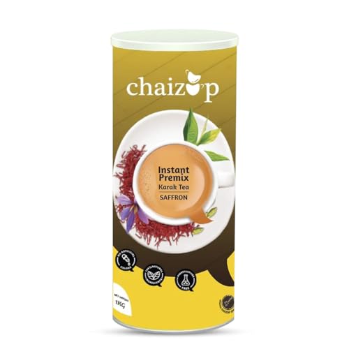 Image of Chaizup Premium 1 Min Instant Saffron Tea Premix - 1kg Can | Saffron Flavours | Approx. 72 Servings | 1kg