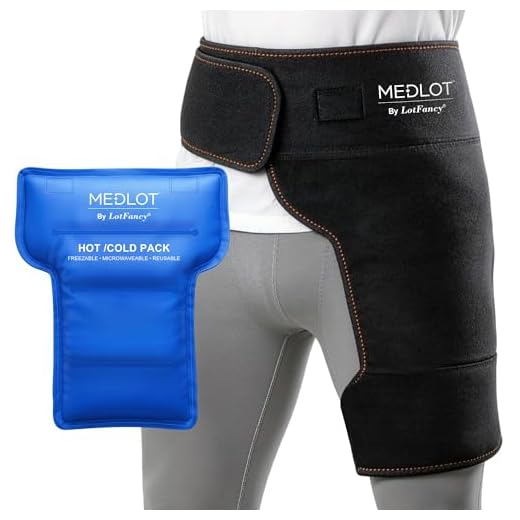 LotFancy Hip Brace with Hot Cold Pack, Gel Ice Pack Groin Wrap Support for Women and Men, Compression Brace for Hamstring, Thigh, Sciatica, Arthritis, Bursitis, Injuries, Nerve Pain Relief