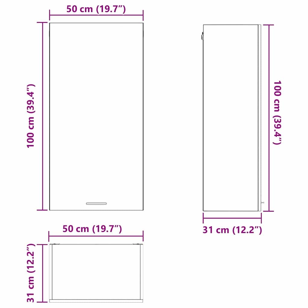 Armadietto pensile bianco in legno 50x31x100 cm con molto spazio, mobile da cucina moderno, robusto e durevole, ideale per cucina, interni, pratica soluzione di archiviazione