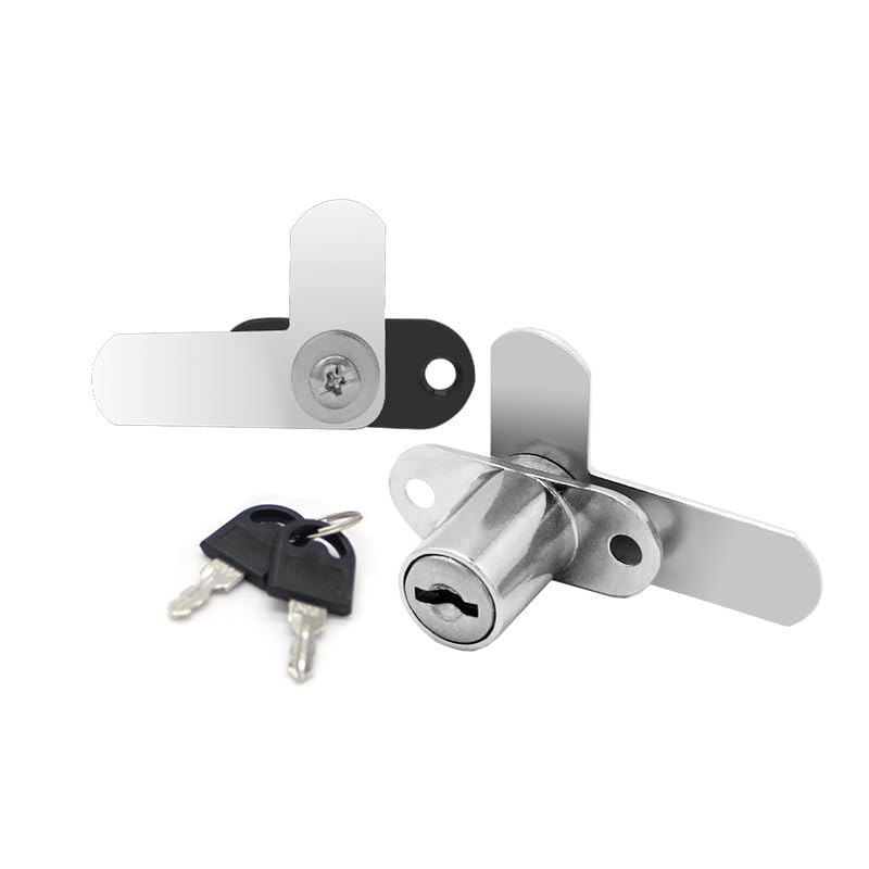 TA-VIGOR 19mm Zinc Alloy Double Door Cabinet Lock with 7-Shaped Locking Rod for Filing Cabinets, Mailboxes and Metal Furniture, Keys Alike, Silver