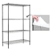 EZPEAKS 4-Shelf Shelving Unit with Shelf Liners Set of 4, Adjustable, Metal Wire Shelves, 150lbs Loading Capacity Per Shelf, Shelving Units and Storage for Kitchen and Garage (30W x 14D x 47H) Black