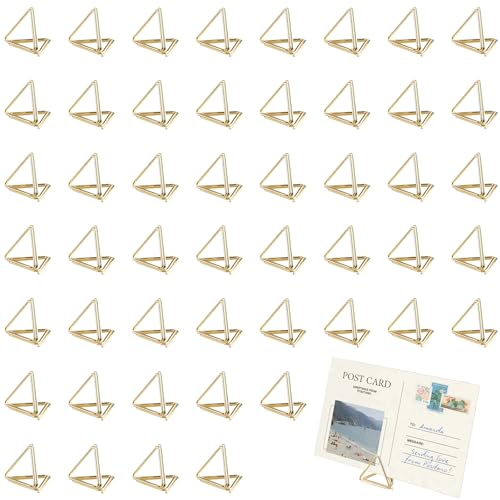 Doafoce 50 Piezas Soporte para Tarjetas Oro Oportes para Números de Mesa para Bodas Portatarjetas Porta Tarjetas Triángulo Titulares de Números de Mesa Soporte para Notas para Boda Comedor Fiesta
