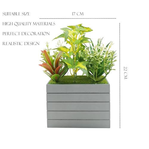 Image of KARP Artificial Potted Plants, 22Cm Height Mini Faux Succulent Flowers with Pot Home Decor, Indoor Artificial Ornamental Plants for Living Room, Office Desk & Bathroom, Decorative