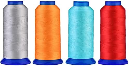 Selric [6000 Yards] UV Resistant High Strength Polyester Thread #69 T70 Size 210D/3 for Upholstery, Outdoor Market, Drapery, Beading, Purses, Leather [Silver Grey+Orange+Sky Blue+RED]