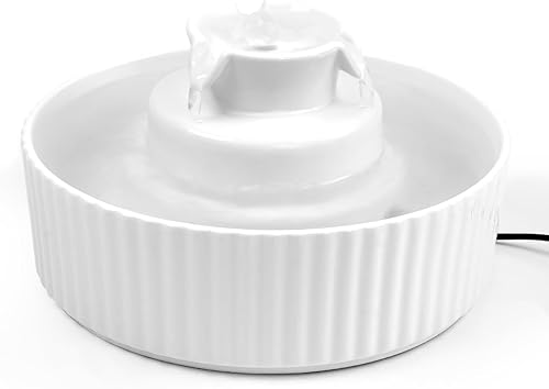 Miniatura 13 de Fuente de agua de cerámica para gatos, 2.1L/71 onzas, fuente de agua para mascotas para gatos y perros, fuente automática para beber mascotas con