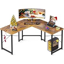 Casaottima L Shaped Gaming Desk, Corner Gaming Table for Home Office, Computer Desk Sturdy Writing Workstation for Small Space, Easy to Assemble, 51 inch, Rustic Brown