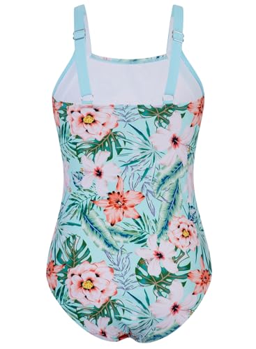 Image of Belovance Girls Swimsuits One Piece Bathing Suit Solid Color Block Tween Swimming Suit Beach Swimwear Quick Dry 5-14 Years