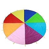 【Hochwertige】 Kinder-Fallschirme sind in mehrfarbigen Regenbogenmustern mit leuchtenden Farben erhältlich.Die Textur des Stoffes fühlt sich weich an, es ist wasserdicht, abriebfest und langlebig.Die Griffe sind kreuzgenäht und dadurch extra stark.