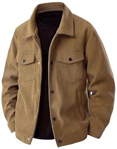 PADOLA Veste Homme Velours Côtelé à Boutons-Pression Blouson Automne avec Multi-Poches Veste mi Saison Cowboy Chemise Uni Coupe Vent Cargo Surchemise Vintage Manteau Cadeau (0 Marron, M)