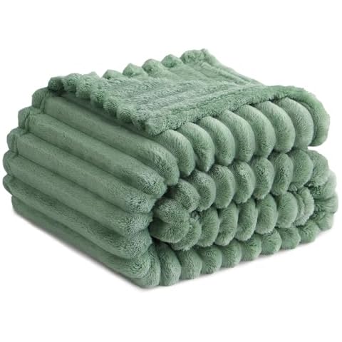 RUIKASI Fluffy Green Fleece Blanket Cover