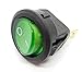 Produktbild 2x WIPPSCHALTER EINBAU BELEUCHTET GRÜN WIPPENSCHALTER RUND 230V 6A 20MM