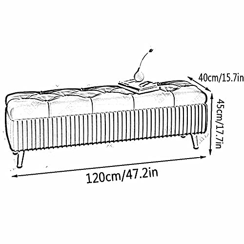 Pouf Ottoman rectangulaire capitonné beige coffre de rangement salon - 4