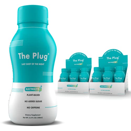 The Plug Plant Based Liquid Hydration Pack - Hydration Multiplier After Drink Dehydration Relief Liver Detox Cleanse Liver Support Electrolyte Drink No Sugar Recovery Drink, 12 Count