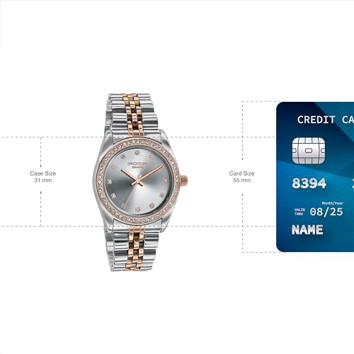 Image of Sonata Bi Metal Breeze Quartz Silver Round Dial Women's Watch | Stainless Steel Material | Multi Color Band - SP80118KM01
