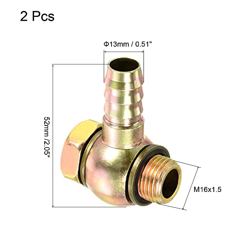PATIKIL Hose Barb Fitting Elbow 13mm Barbed M16x1.5 Male Thread - Image 2