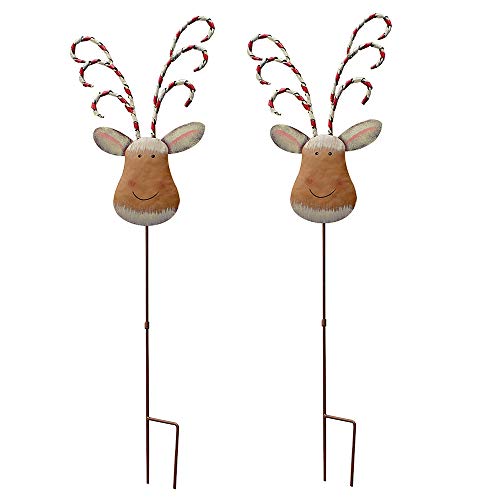 Kilipes Estaca de metal para jardín de Navidad, reno rústico, estacas para patio al aire libre, patio, césped, adornos navideños (2)