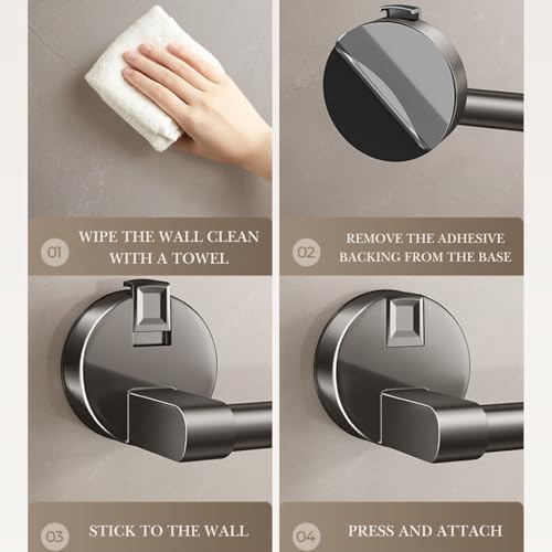 Toallero con ventosa para baño que evita taladrar azulejos con barra de acero de 60 cm 8