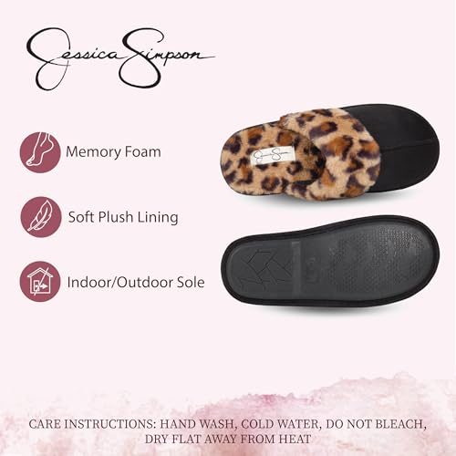 Jessica Simpson Women's Comfy Faux Fur House Slipper Scuff Memory Foam Slip on Anti-Skid Sole3