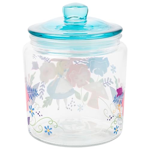 Image of Silver Buffalo Disney Alice in Wonderland Mushrooms, Glass Jar with Lid