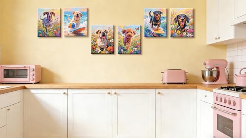 Image of Frimeeme Frame Funny Dog Canvas Wall Art, 6 Pieces, 8X10 Frames