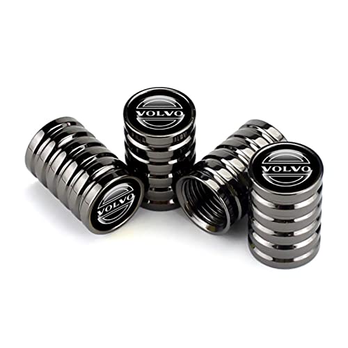 EVPRO Tire Valve Stem Caps Fit for Volvo XC90 XC60 XC40 S90 S60 Car Accessories, Metal Volvo Tire Valve Caps, Truck, Bicycle, Motorbike, Car Accessories 4 Pack (Gun Black)