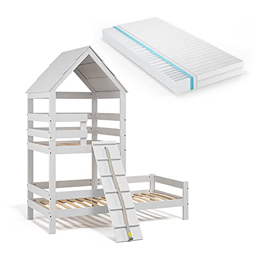 VitaliSpa Hausbett Teddy, Weiß, 90x200 cm mit Matratze, geeignet...