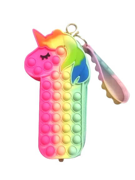 S.D Stores Unicorn Pop it, Rainbow Pop it Pouch, Pop it Pencil Box for Girls, Pencil Pouch, Pop it Bag, Pop it purse, Push Pop it Fidget Toy for Girls, Makeup Cosmetic Pouch, Stationery Pouch for School College Office, Pen Pencil Case, Sensory Anxiety Stress Relief Fidget Toy, both side Pop bubbles, Pop fidget key chain holder Multi C)