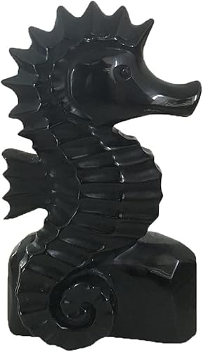 MEYYI Chakra Balance Gemstone Decoration 15cm Natural Obsidian Quartz Crystal Hand Carved Seahorse Figurine Wild Life Figurine Handmade Craft Home disponible en Yaxa Colombia
