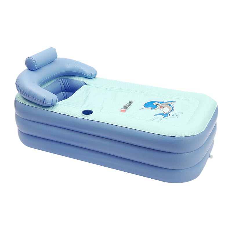 Bañera hinchable de PVC para adultos en color azul y blanco con diseño ergonómico de alta resistencia