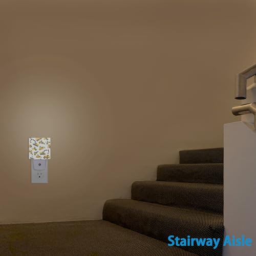 Image of Construction Machines Night Light,Tractor Night Lights Plug into Wall Dusk to Dawn Sensor Led Lamp for Women Men,Led Lights for Stairway /Hallway /Bedroom,0.5W