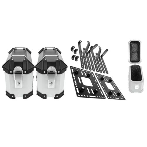 VTAIEX Motorrad-Aufbewahrungsbox Motorrad-Seitenkoffer, Satteltasche, Aluminium-Gepäckträger, Zubehör Für H-ONDA CRF1000L CRF1100L Adventure Für VOGE DS525X 525DSX 500R(Silver)