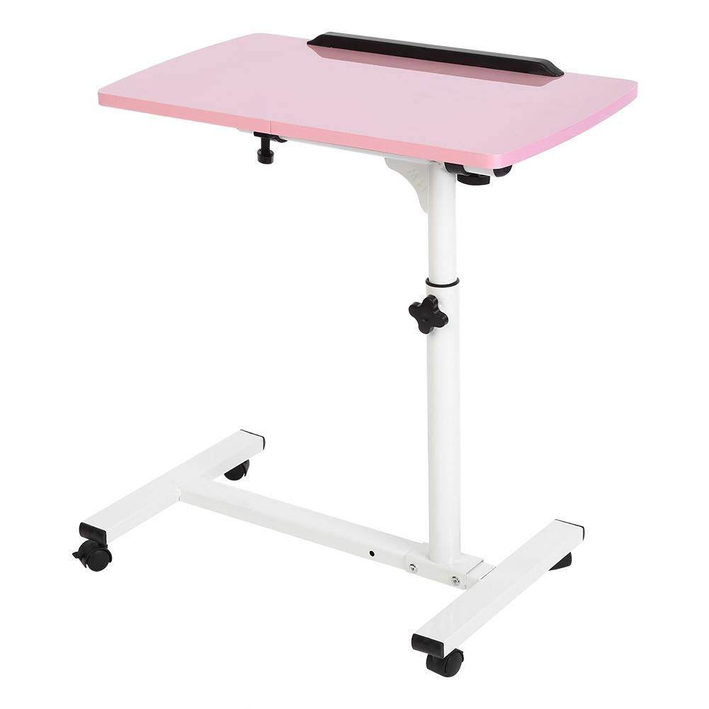 Wielofunkcyjne biurko na laptopa z kółkami, łóżkiem, sofą, książkami, przekąskami (różowy)